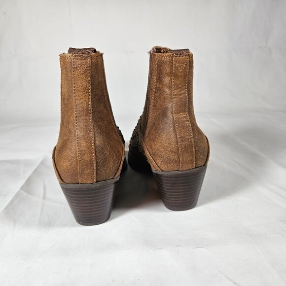 Very Volatile Los Angeles Brown Studded Booties Women's Size 10 Western - Picture 2 of 12